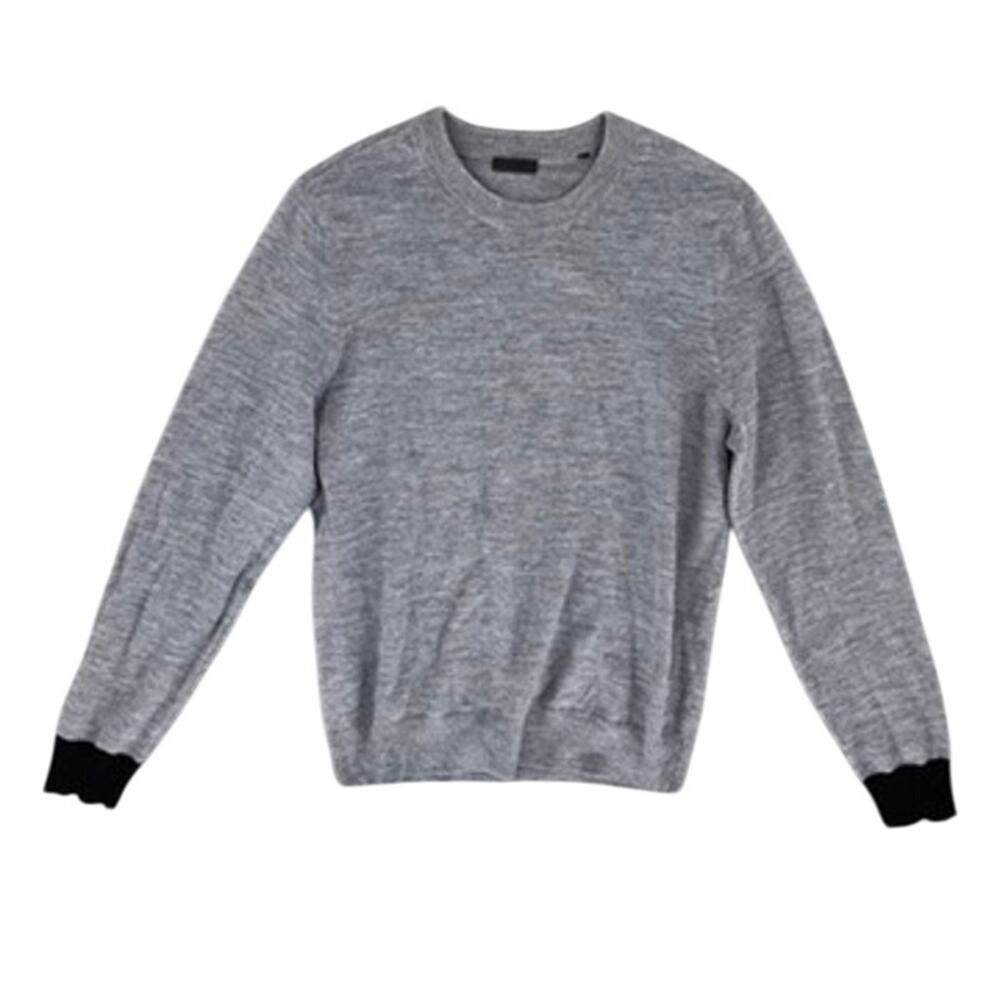 ATM Anthony Thomas Melillo GRAY Contrast Cuff Merino Wool Sweater
